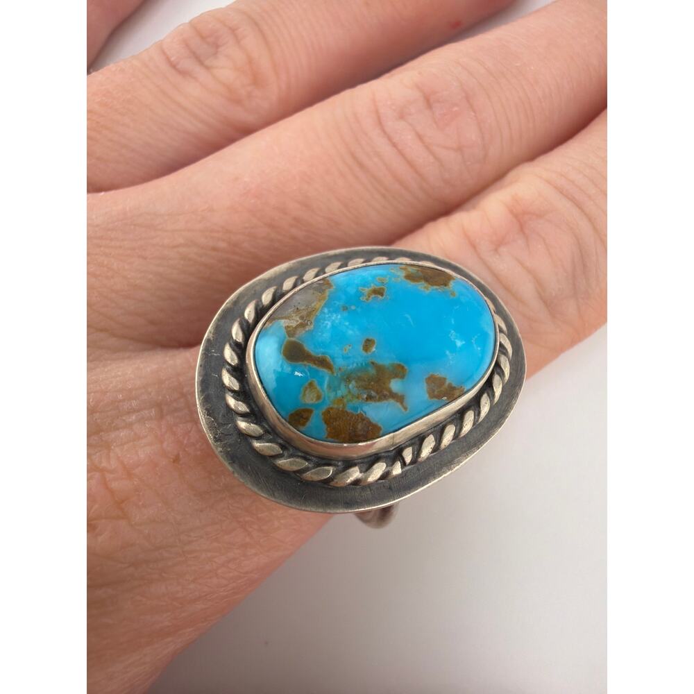 Raegan Hough Handmade Sterling Silver Turquoise Statement Ring Size 10 - Picture 2 of 8
